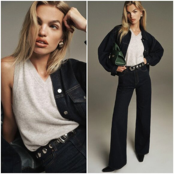 Reformation Reese Cashmere Tank sweater vest size XS foggy tan beige wool - Picture 3 of 12